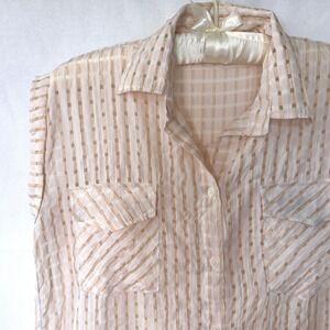 Milin Sheer 100% Cotton Sheer Windowpane Resort Minimalist Top Natural Fiber